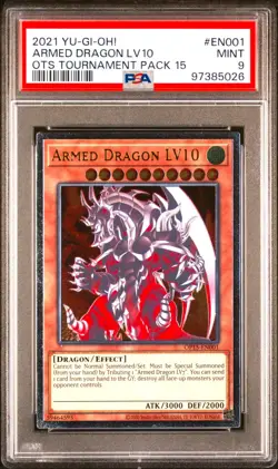 Yugioh PSA 9 MINT Armed Dragon LV10 OP15-EN001 OTS Pack 15 Ultimate Rare - Image 1