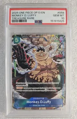 2025 ONE PIECE OP13-CARRYING ON HIS WILL TREASURE RARE MONKEY D. LUFFY PSA 10 - Image 1