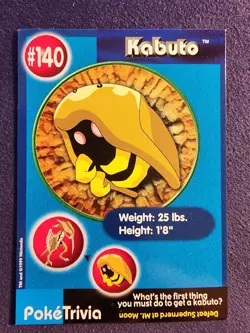Pokemon - 1999 Burger King PokeTrivia Promo Card - Kabuto #140 LP - Image 1