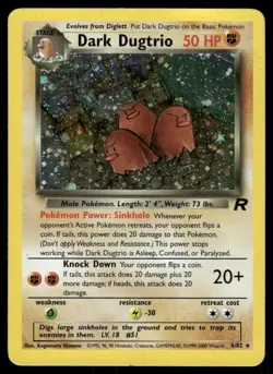 Pokemon Cards Dark Dugtrio 6/82 Team Rocket Holo Rare DMG *Crease* - Image 1