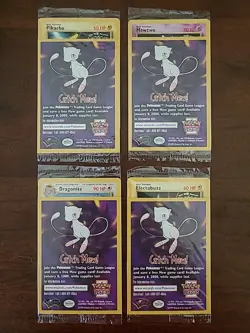 Pokemon The First Movie 3 Set Promo Cards Sealed 1999 WB Gold Stamp Catch Mew - Image 2