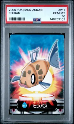 PSA 10 2026 CERT POP 3 FEEBAS 2005 CARDDASS POKEMON ZUKAN CARD #217 - Image 1