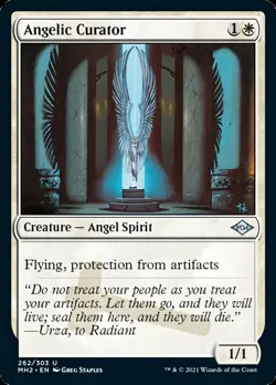 MTG Angelic Curator (Foil Etched) [Modern Horizons 2] Lightly Played Foil Magic - Image 1