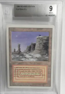 Revised Plateau BGS 9 Mint Magic MTG Dual Land Old School 93/94 Graded Duel 3rd - Image 1