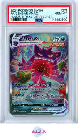FA/GENGAR VMAX FUSION STRIKE-GER-SECRET POKEMON SWSH FUSION 2021 271 PSA 10 - Image 1