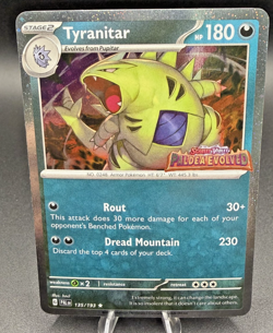 TYRANITAR 135/193 RARE COSMOS HOLO WITH SWIRL POKEMON PALDEA EVOLVED STAMPED NM - Image 1