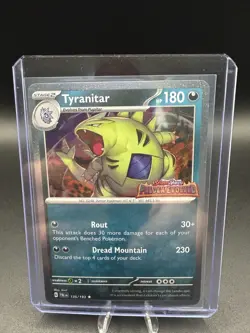 TYRANITAR 135/193 RARE COSMOS HOLO WITH SWIRL POKEMON PALDEA EVOLVED STAMPED NM - Image 3