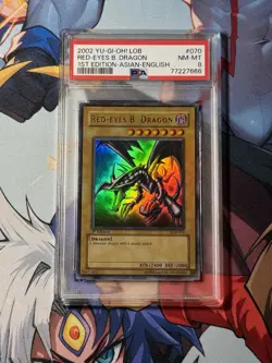 Yu-Gi-Oh Red-Eyes B. Dragon LOB-070 LOB 1st Edition PSA 8 AE - Image 1