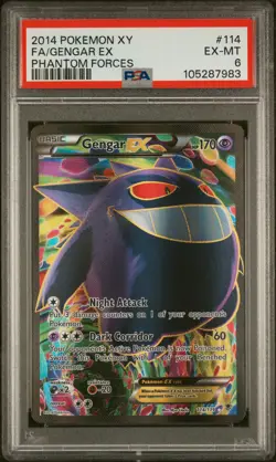 2014 Pokemon Xy Phantom Forces Gengar EX #114 Fa Phantom Forces PSA 6 - Image 1