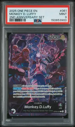 One Piece CCG Monkey.D.Luffy 2nd Anniversary Set OP09-061 PSA 9 Mint - Image 1