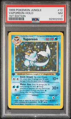 1999 Pokemon Jungle Vaporeon #12 1ST Edition PSA 7 - Image 1