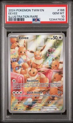 2024 Pokemon TWM EN-Twilight Masquerade Eevee #188 Illustration Rare PSA 10 - Image 1