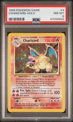 1999 Pokemon Game Charizard #4 PSA 8 - Image 1