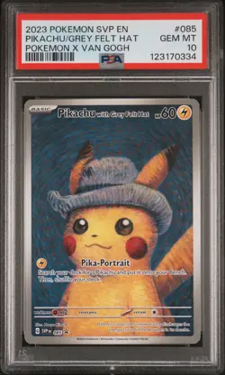 2023 POKEMON SVP EN-SV BLACK STAR PROMO #085 PIKACHU WITH GREY FELT HAT PSA 10 - Image 1