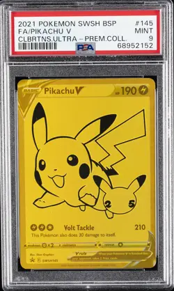 2021 POKEMON SWSH BLACK STAR PROMO #145 FULL ART/PIKACHU V PSA 9 - Image 1
