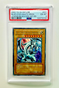 2002 YuGiOh! Blue-Eyes White Dragon LOB-001 1st Edition - ENGLISH - PSA 6 EX-MT - Image 1