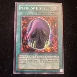 Mask of Dispel LON-017 Unlimited Super Rare Holo Vintage Yugioh Card TCG HP - Image 1