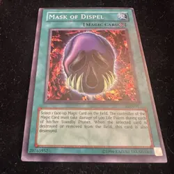 Mask of Dispel LON-017 Unlimited Super Rare Holo Vintage Yugioh Card TCG HP - Image 2