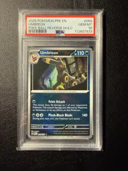 Umbreon Reverse Holo Prismatic Evolutions Card 059/131 Pokeball Rarity PSA 10 - Image 1