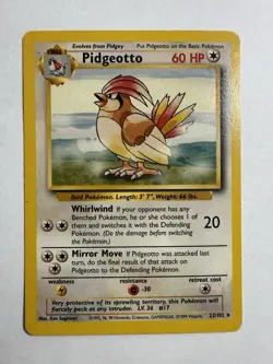 Pidgeotto Base Set Unlimited Vintage Pokemon Card - Image 1