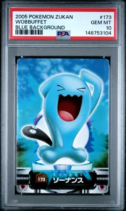 PSA 10 2026 CERT POP 3 WOBBUFFET BLUE BACK 2005 CARDDASS POKEMON ZUKAN CARD 173 - Image 1