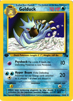 Pokemon TCG Golduck 35/62 Fossil Card 1st Edition Regular DMG - Image 1