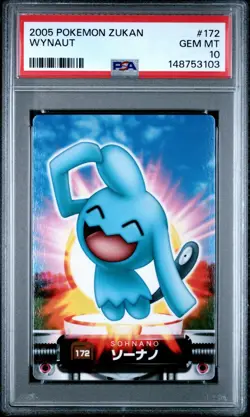PSA 10 2026 CERT POP 2 WYNAUT 2005 CARDDASS POKEMON ZUKAN CARD #172 - Image 1
