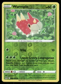 Wurmple 2022 Lost Origin Reverse Holo Pokemon Card 006/196 (NM) - Image 1