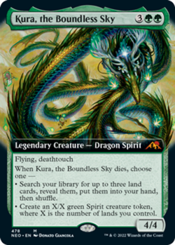 1x Kura, the Boundless Sky ~ Extended Art - Foil NM-Mint, English Kamigawa: Neon - Image 1