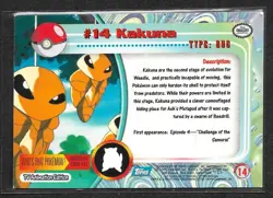 Kakuna #14 Pokemon 1999 Topps TV Animation Edition Series 1 Blue Logo - Image 2