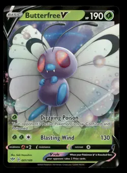 Butterfree V 001/189 NM Rare V Holo Darkness Ablaze 2020 Pokemon TCG - Image 1