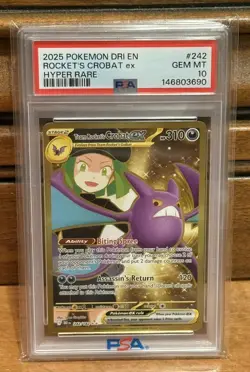 2025 POKEMON DRI EN-DESTINED RIVALS HYPER RARE TEAM ROCKET'S CROBAT EX PSA 10 - Image 1