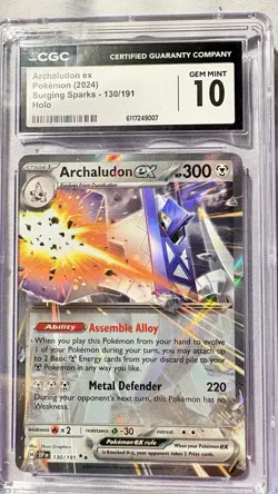 ARCHALUDON ex 130/191 Pokemon Surging Sparks CGC 10 GEM *mv - Image 1