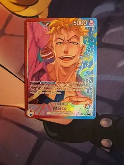 One Piece CCG Marco (Alt Art) Leader OP08-002 Parallel Two Legends NM English - Image 1