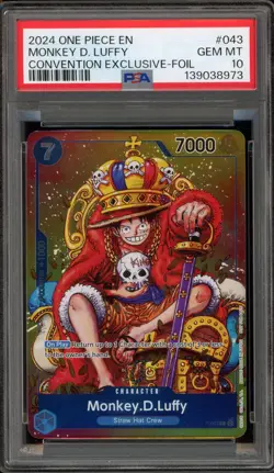 One Piece CCG Monkey.D.Luffy Convention Exclusive Foil Promo P-043 PSA 10 - Image 1
