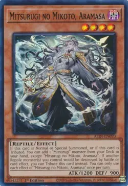 Mitsurugi no Mikoto, Aramasa - ALIN-EN090 - Super Rare - 1st Edition NM Yugioh A - Image 1