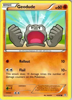 Pokemon TCG Geodude XY Generations 43/83 Regular Common Card NM - Image 1
