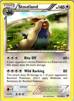 Pokemon TCG Stoutland XY Base Set 110/146 Regular Non-Holo Rare Card NM - Image 1