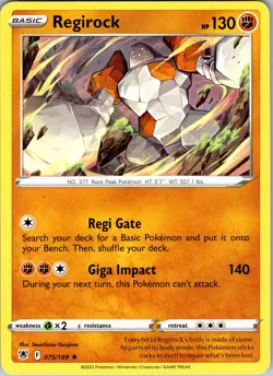 Pokemon TCG Regirock SWSH Astral Radiance 075/189 Regular Rare Card NM - Image 1