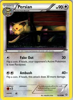 Pokemon TCG Persian XY Ancient Origins 62/98 Regular Common Card NM - Image 1