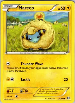 Pokemon TCG Mareep XY Steam Siege 38/114 Regular Common Card NM - Image 1