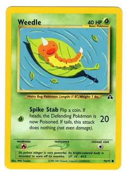Pokemon TCG Weedle Neo Discovery 70/75 Unlimited Regular Common Card WOTC NM - Image 1