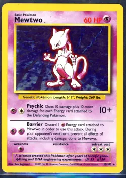 Pokemon Cards - Mewtwo 10/102 - Base Set - Played - Image 1