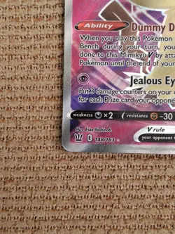 Pokemon Mimikyu v Full Art Battle Style Card Near Mint Condition 148/163 - Image 4