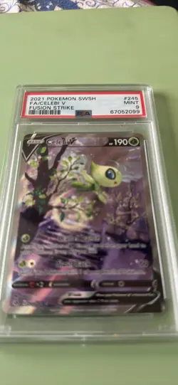 Celebi v PSA 9 Mint Alt Art Fusion Strike Holo Card 245/264 Pokemon TCG Full Art - Image 1