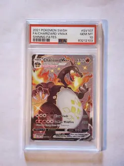 PSA 10 GEM MINT Charizard VMax Shining Fates SV107/SV122 Pokemon Card - Image 1