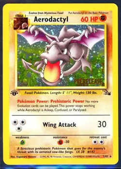 Pokemon Cards - 1st Edition PreRelease Aerodactyl 1/62 - Cosmos Holo Error NM - Image 1