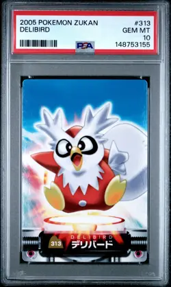 PSA 10 2026 CERT POP 4 DELIBIRD 2005 CARDDASS POKEMON ZUKAN CARD #313 - Image 1