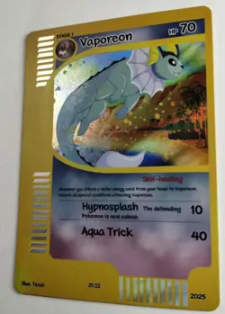 PokeWhims V1 Vaporeon Holo E-reader by Teish non-TCG Pokemon Card - Image 3