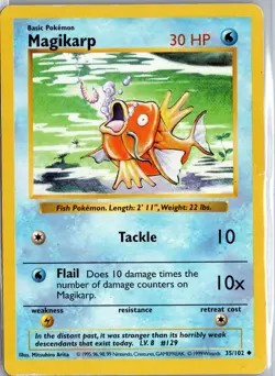 Magikarp 35/102 Base Set Pokemon Card WOTC Shadowless HP - Image 1